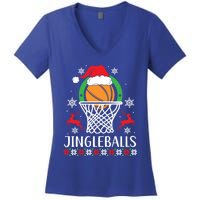 Jingleballs Basketball Player Merry Xmas Christmas Day Gift Women's V-Neck T-Shirt