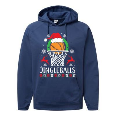 Jingleballs Basketball Player Merry Xmas Christmas Day Gift Performance Fleece Hoodie