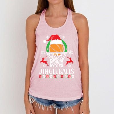 Jingleballs Basketball Player Merry Xmas Christmas Day Gift Women's Knotted Racerback Tank