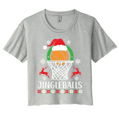 Jingleballs Basketball Player Merry Xmas Christmas Day Gift Women's Crop Top Tee