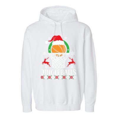 Jingleballs Basketball Player Merry Xmas Christmas Day Gift Garment-Dyed Fleece Hoodie