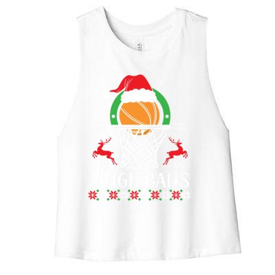 Jingleballs Basketball Player Merry Xmas Christmas Day Gift Women's Racerback Cropped Tank