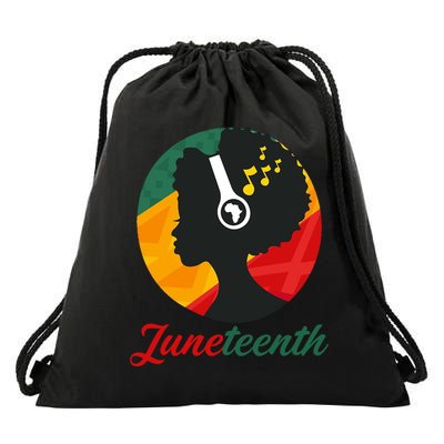 Juneteenth Black Pride Music Drawstring Bag