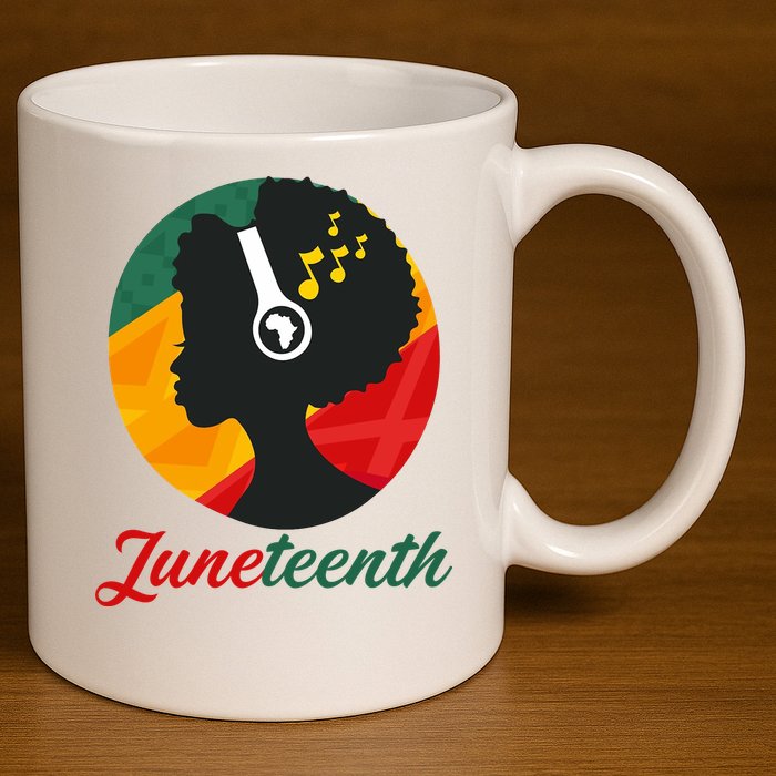 Juneteenth Black Pride Music 11oz C Handle Ceramic Mug