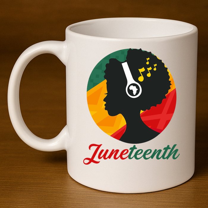 Juneteenth Black Pride Music 11oz C Handle Ceramic Mug