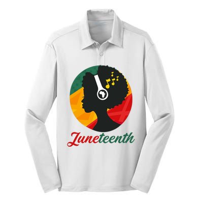 Juneteenth Black Pride Music Silk Touch Performance Long Sleeve Polo