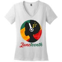 Juneteenth Black Pride Music Women's V-Neck T-Shirt