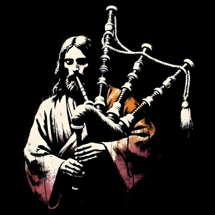 Jesus Bagpipe Player Funny Christian Religious Musician Gift Cooling Performance Crew T-Shirt