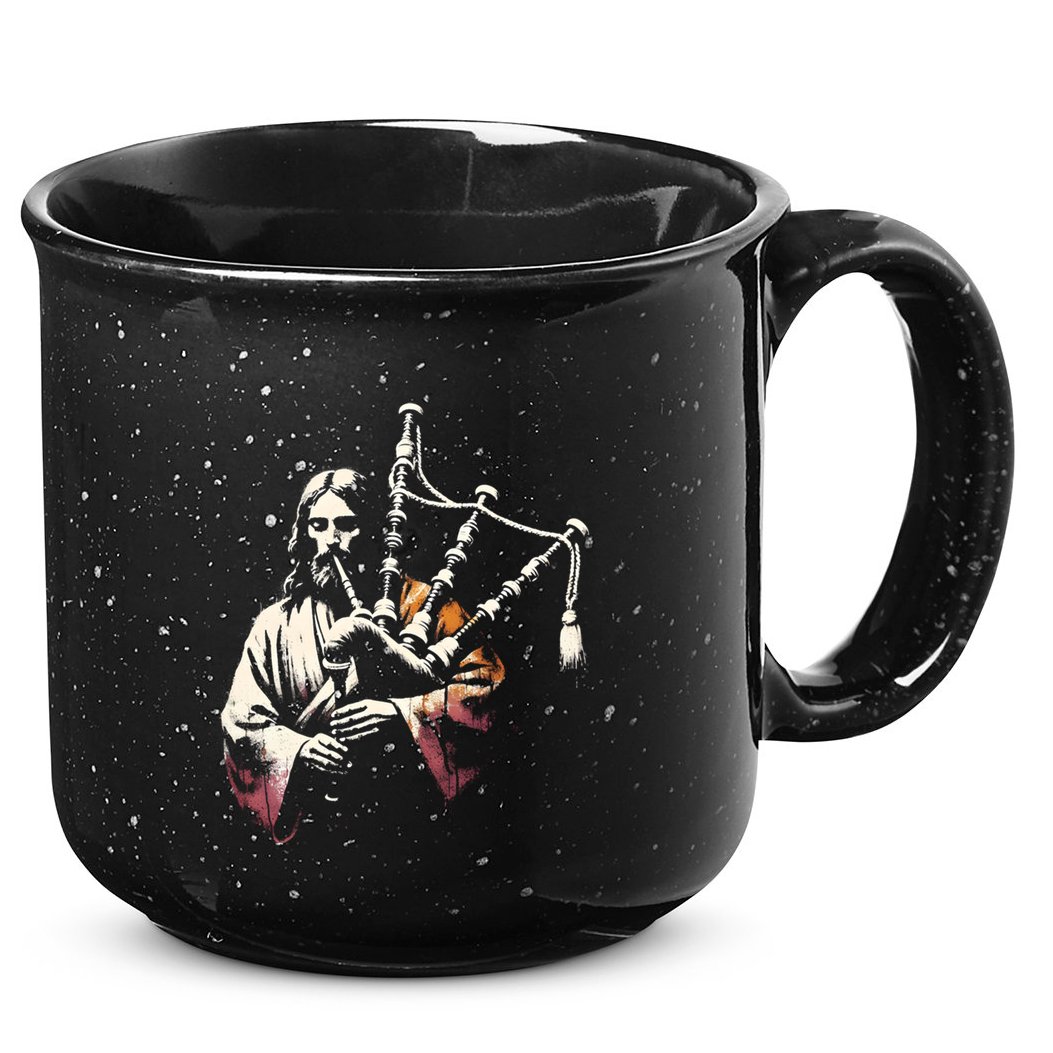 Jesus Bagpipe Player Funny Christian Religious Musician Gift 15oz Campfire Ceramic Mug