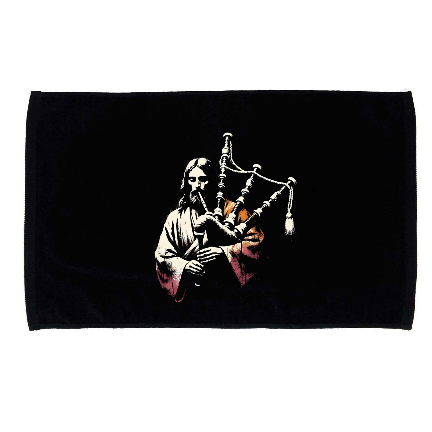 Jesus Bagpipe Player Funny Christian Religious Musician Gift Microfiber Hand Towel