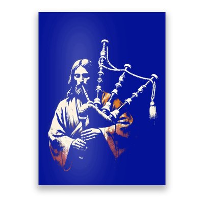 Jesus Bagpipe Player Funny Christian Religious Musician Gift Poster