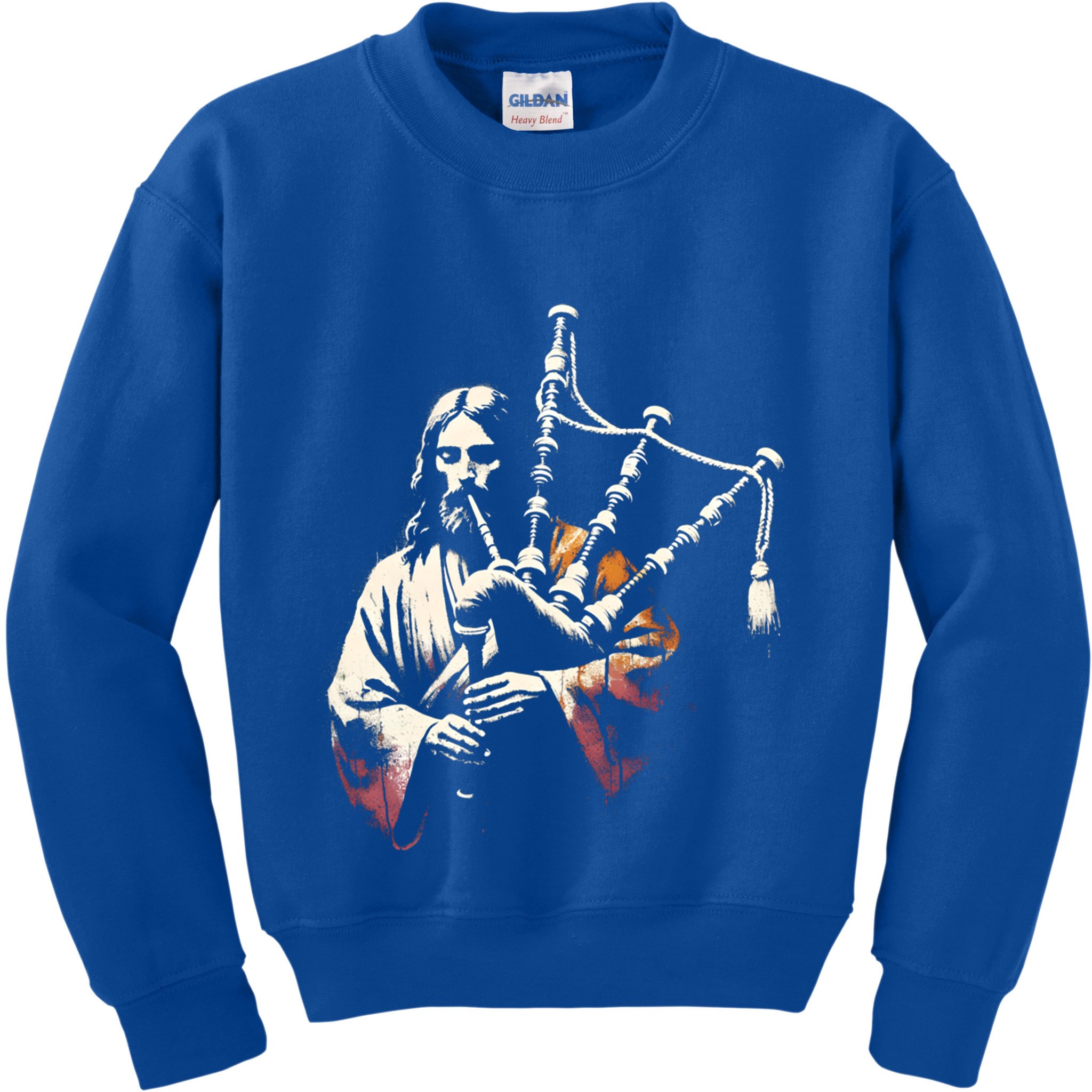 Jesus Bagpipe Player Funny Christian Religious Musician Gift Kids Sweatshirt