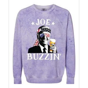 Joe Buzzin Patriotic July 4th Drinking President Joe Biden Colorblast Crewneck Sweatshirt