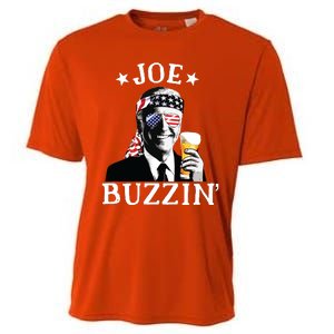 Joe Buzzin Patriotic July 4th Drinking President Joe Biden Cooling Performance Crew T-Shirt