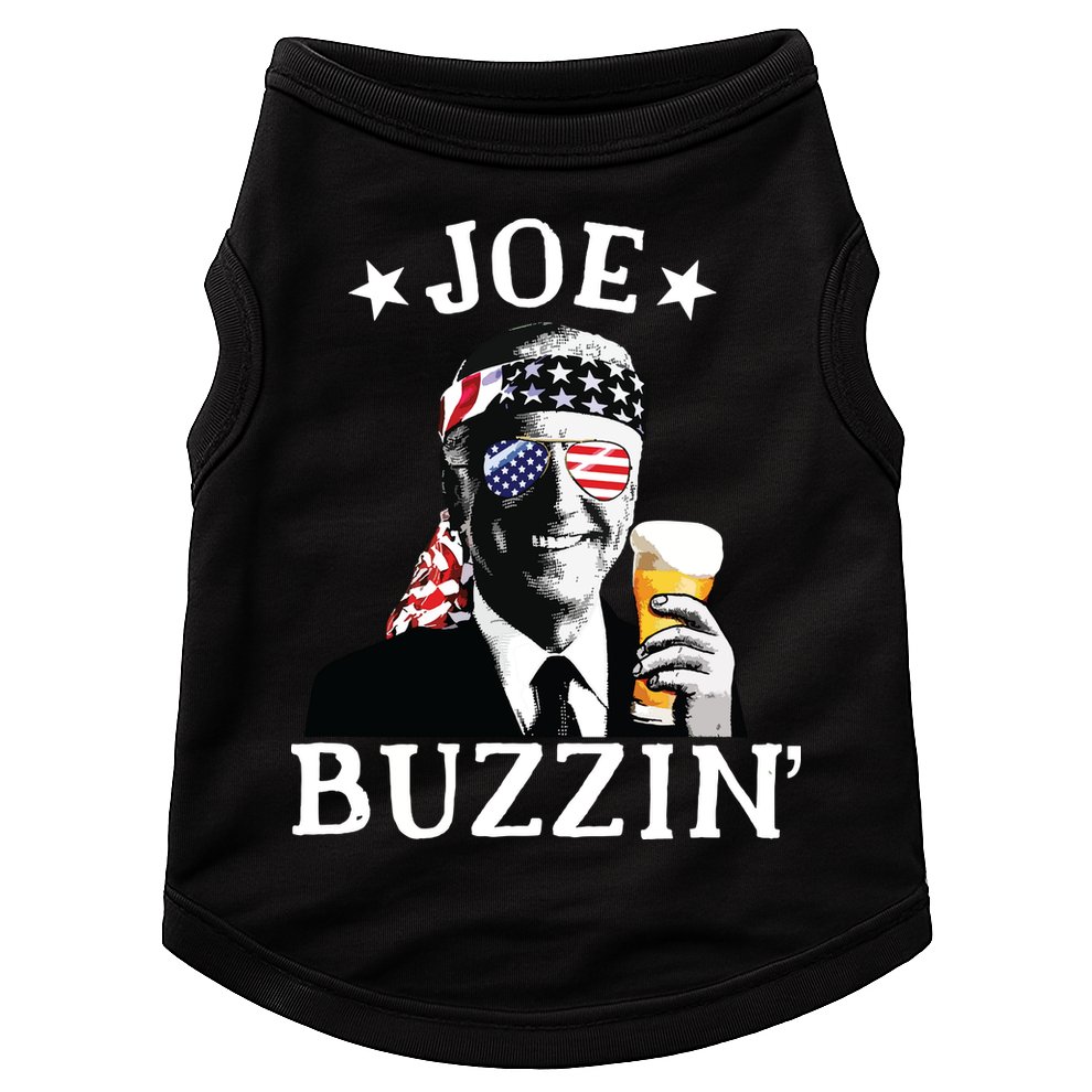 Joe Buzzin Patriotic July 4th Drinking President Joe Biden Doggie Tank