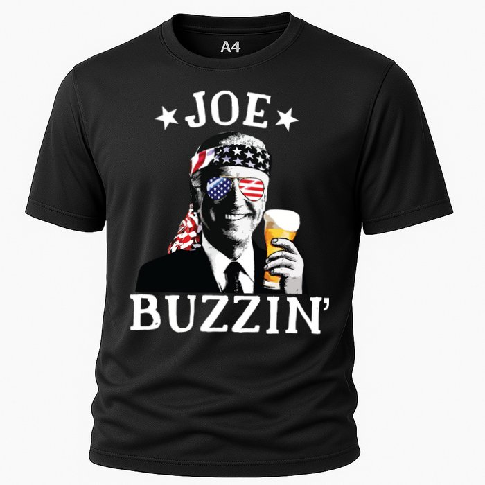 Joe Buzzin Patriotic July 4th Drinking President Joe Biden Cooling Performance Crew T-Shirt