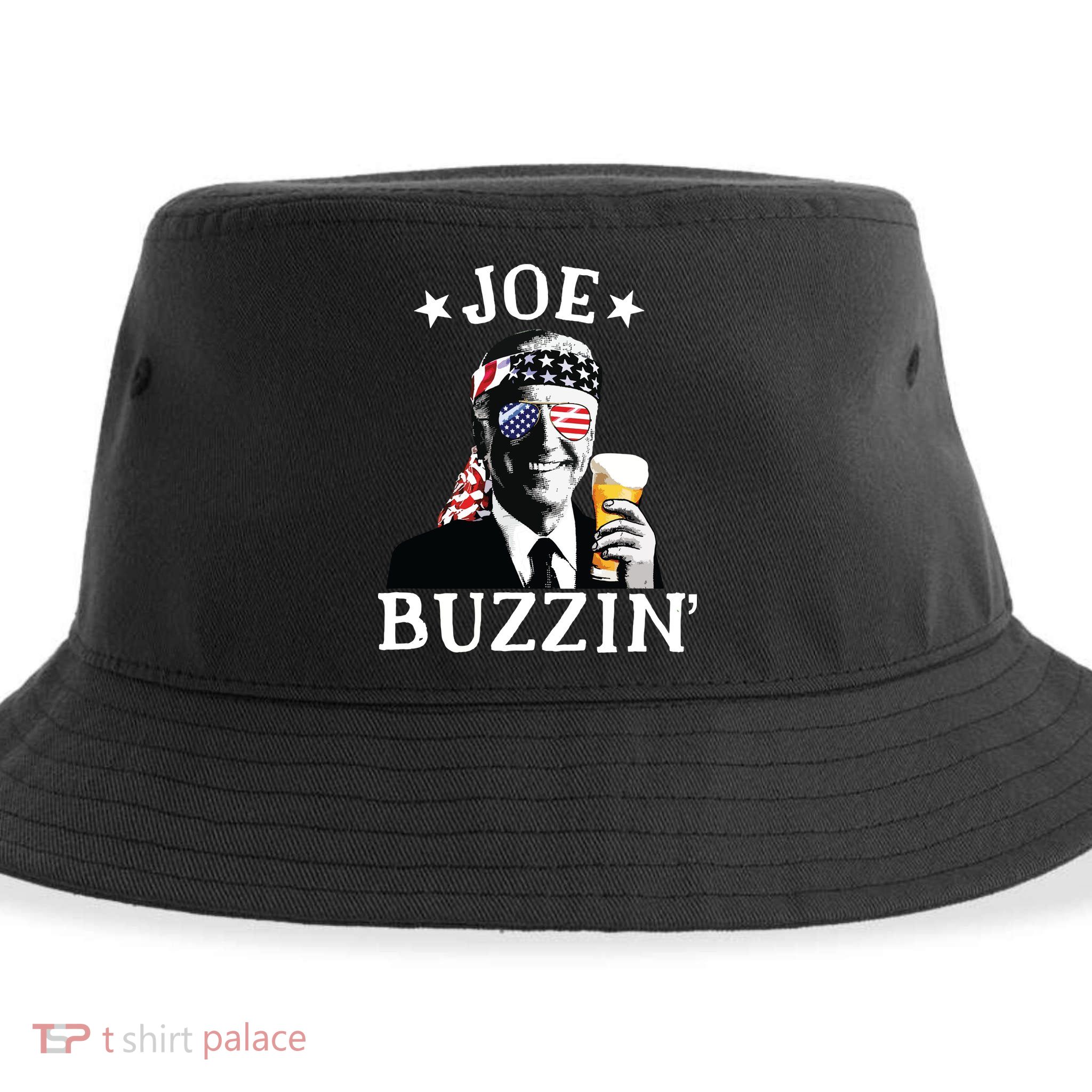 Joe Buzzin Patriotic July 4th Drinking President Joe Biden Sustainable Bucket Hat