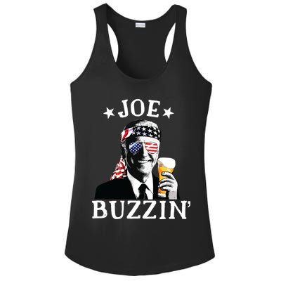Joe Buzzin Patriotic July 4th Drinking President Joe Biden Ladies PosiCharge Competitor Racerback Tank