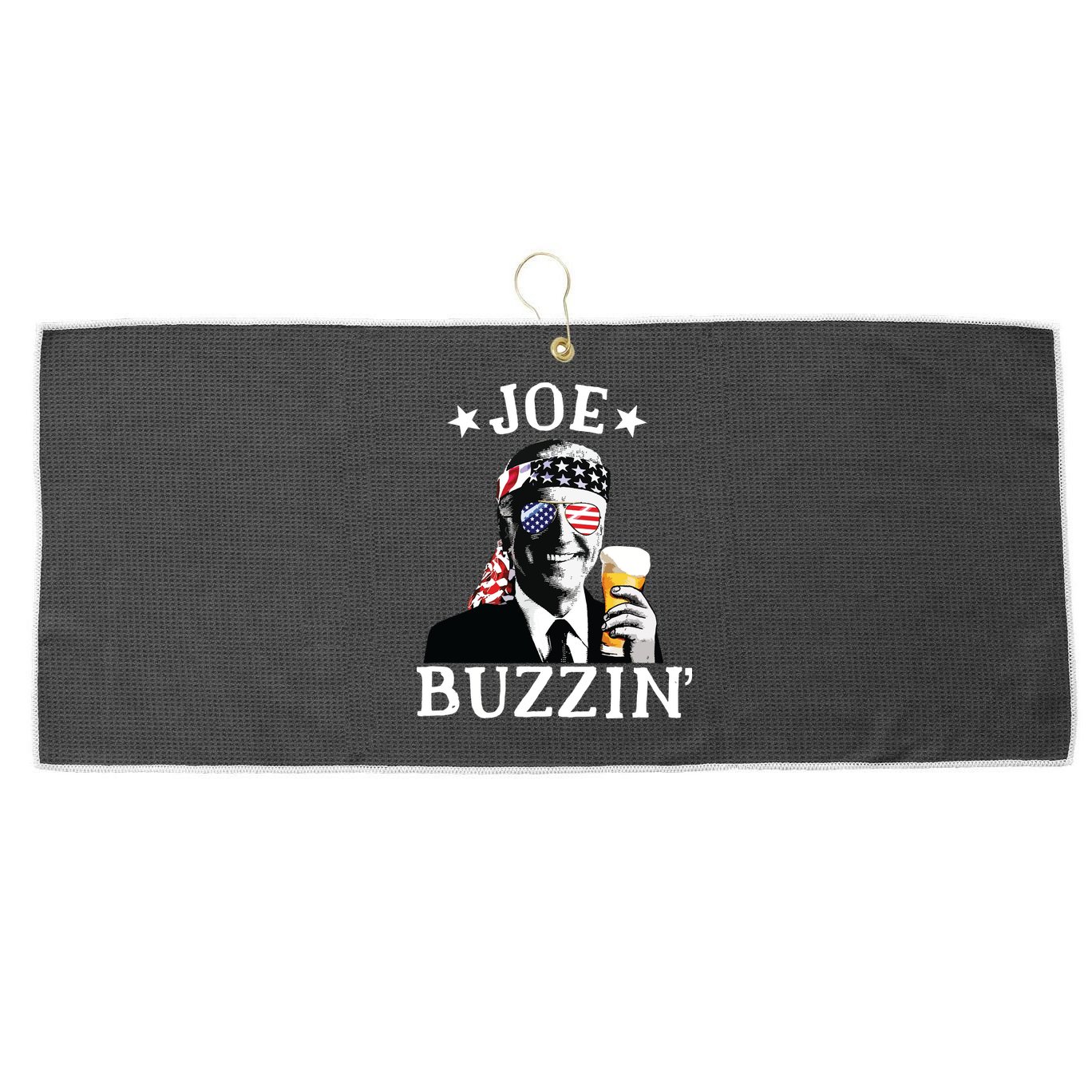 Joe Buzzin Patriotic July 4th Drinking President Joe Biden Large Microfiber Waffle Golf Towel