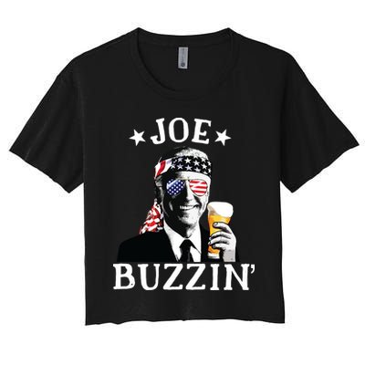 Joe Buzzin Patriotic July 4th Drinking President Joe Biden Crop Top