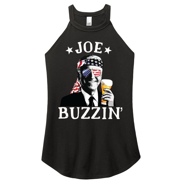 Joe Buzzin Patriotic July 4th Drinking President Joe Biden Women's Perfect Tri Rocker Tank