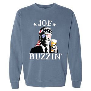 Joe Buzzin Patriotic July 4th Drinking President Joe Biden Garment-Dyed Sweatshirt