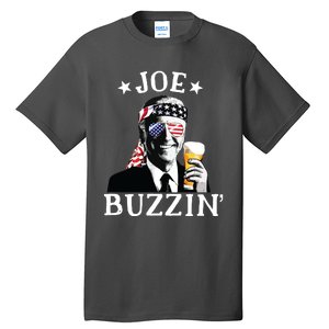 Joe Buzzin Patriotic July 4th Drinking President Joe Biden Tall T-Shirt