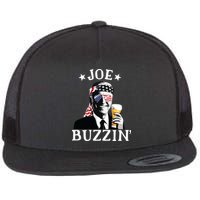 Joe Buzzin Patriotic July 4th Drinking President Joe Biden Flat Bill Trucker Hat