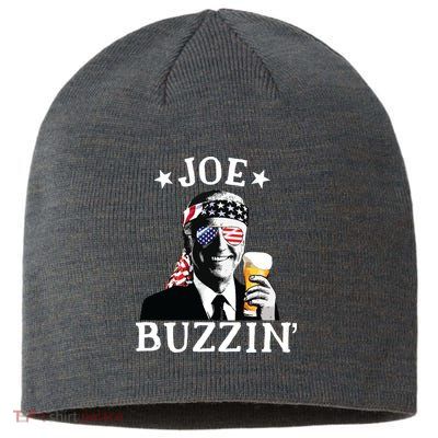 Joe Buzzin Patriotic July 4th Drinking President Joe Biden Sustainable Beanie
