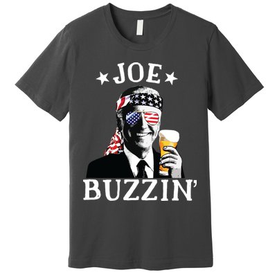 Joe Buzzin Patriotic July 4th Drinking President Joe Biden Premium T-Shirt