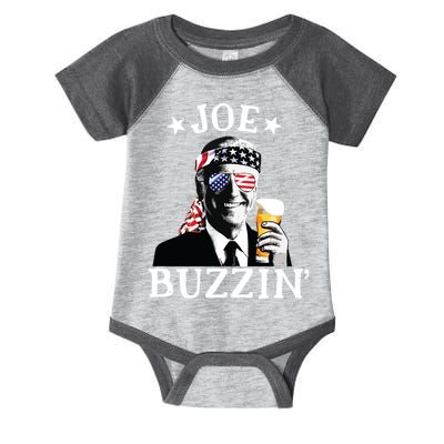 Joe Buzzin Patriotic July 4th Drinking President Joe Biden Infant Baby Jersey Bodysuit