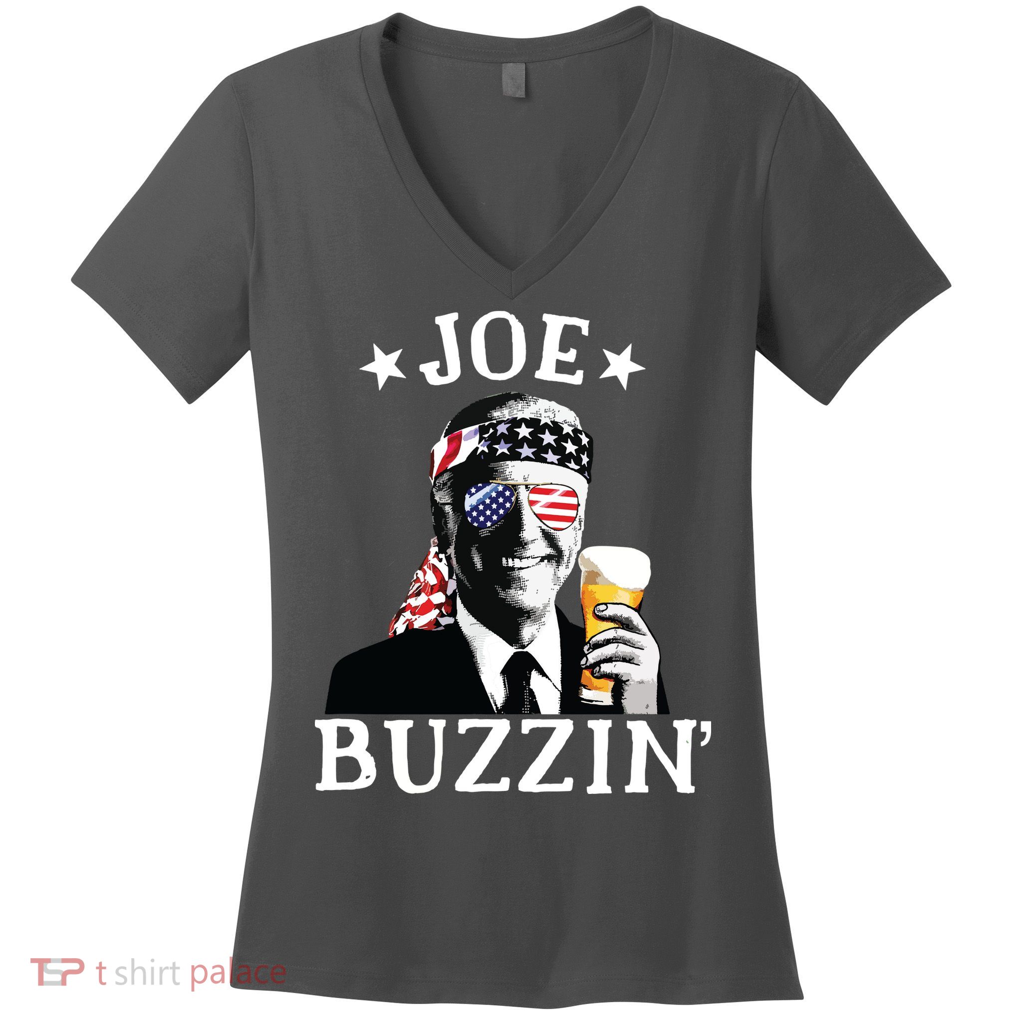 Joe Buzzin Patriotic July 4th Drinking President Joe Biden Women's V-Neck T-Shirt