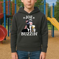Joe Buzzin Patriotic July 4th Drinking President Joe Biden Kids Hoodie