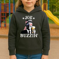 Joe Buzzin Patriotic July 4th Drinking President Joe Biden Kids Hoodie