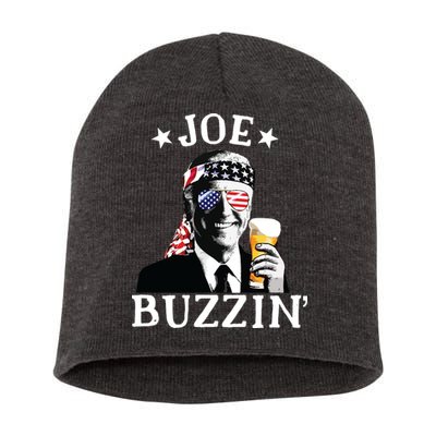 Joe Buzzin Patriotic July 4th Drinking President Joe Biden Short Acrylic Beanie