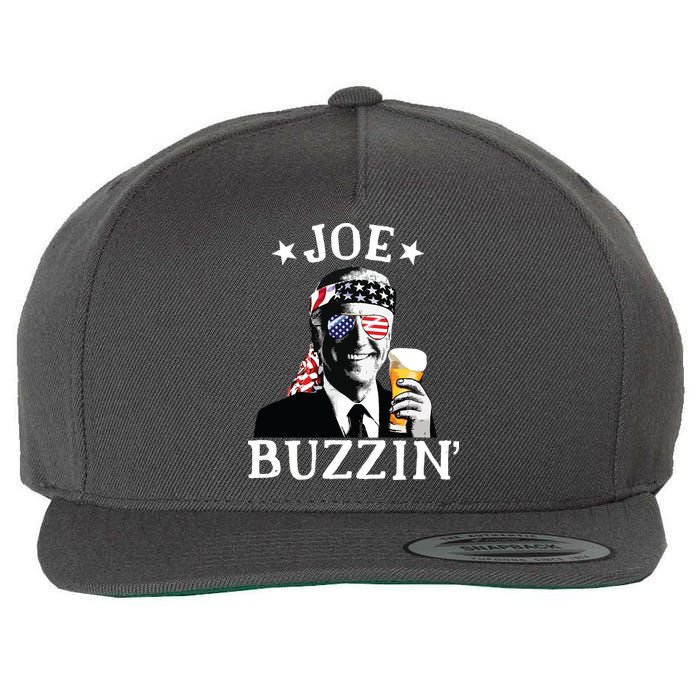 Joe Buzzin Patriotic July 4th Drinking President Joe Biden Wool Snapback Cap