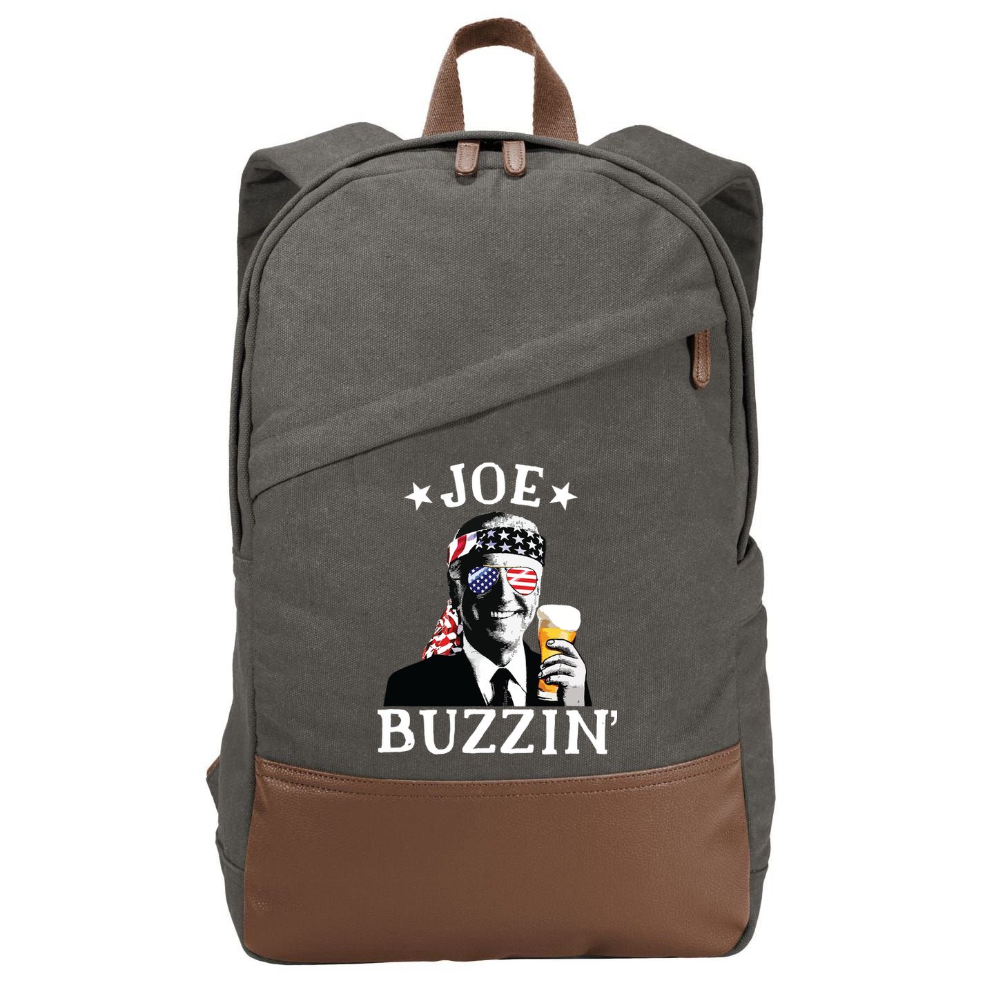 Joe Buzzin Patriotic July 4th Drinking President Joe Biden Cotton Canvas Backpack