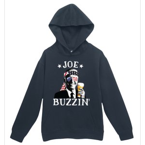 Joe Buzzin Patriotic July 4th Drinking President Joe Biden Urban Pullover Hoodie