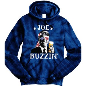 Joe Buzzin Patriotic July 4th Drinking President Joe Biden Tie Dye Hoodie