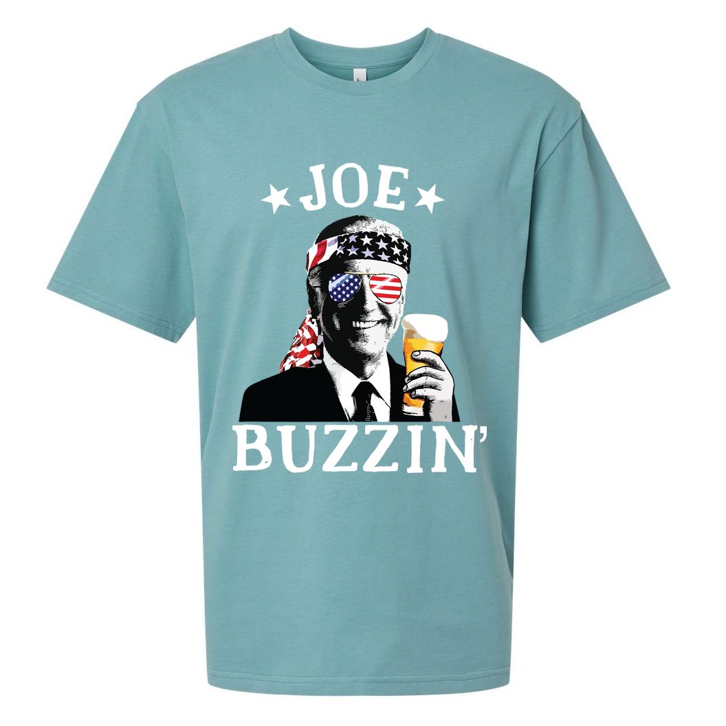Joe Buzzin Patriotic July 4th Drinking President Joe Biden Sueded Cloud Jersey T-Shirt