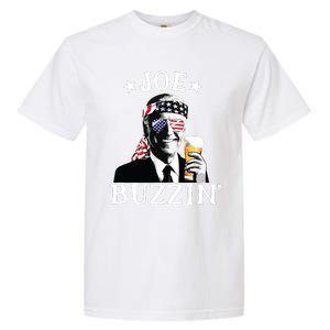 Joe Buzzin Patriotic July 4th Drinking President Joe Biden Garment-Dyed Heavyweight T-Shirt