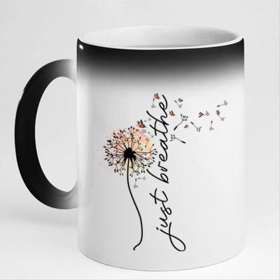 Just Breathe Positive Thoughts Gift 11oz Black Color Changing Mug