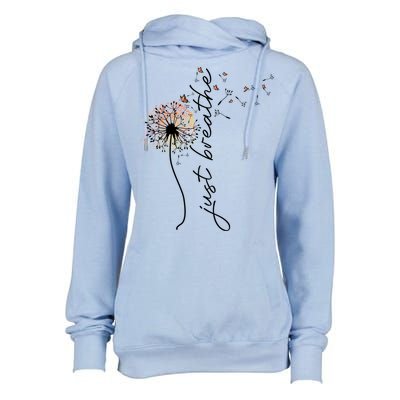 Just Breathe Positive Thoughts Gift Womens Funnel Neck Pullover Hood