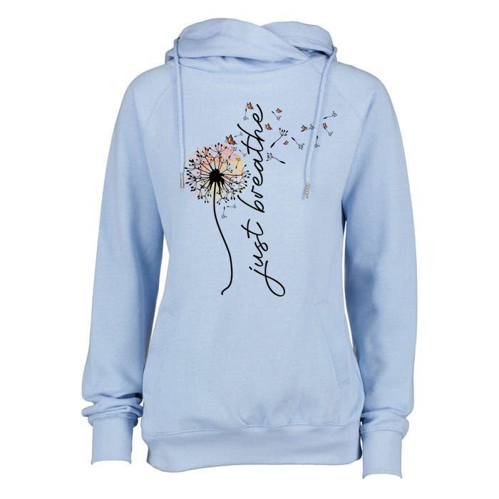 Just Breathe Positive Thoughts Gift Womens Funnel Neck Pullover Hood