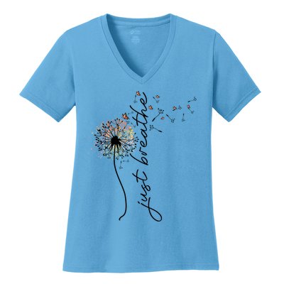 Just Breathe Positive Thoughts Gift Women's V-Neck T-Shirt