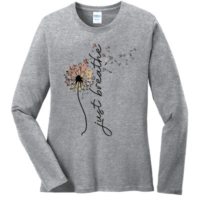 Just Breathe Positive Thoughts Gift Ladies Long Sleeve Shirt