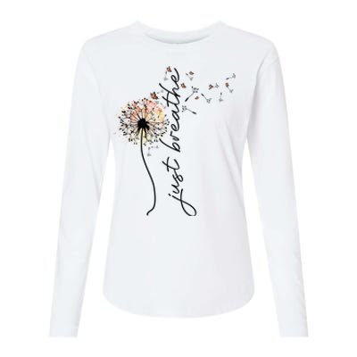 Just Breathe Positive Thoughts Gift Womens Cotton Relaxed Long Sleeve T-Shirt