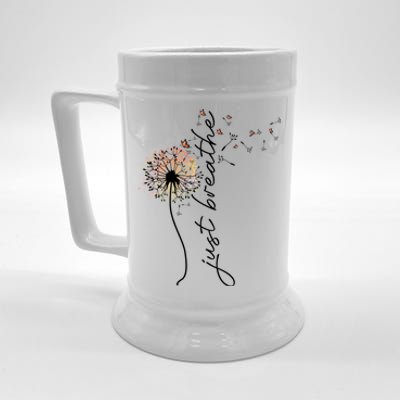 Just Breathe Positive Thoughts Gift Beer Stein