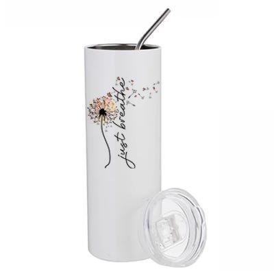 Just Breathe Positive Thoughts Gift Stainless Steel Tumbler