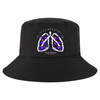 Just Breathe Purple Ribbon Cf Cystic Fibrosis Awareness Cool Comfort Performance Bucket Hat